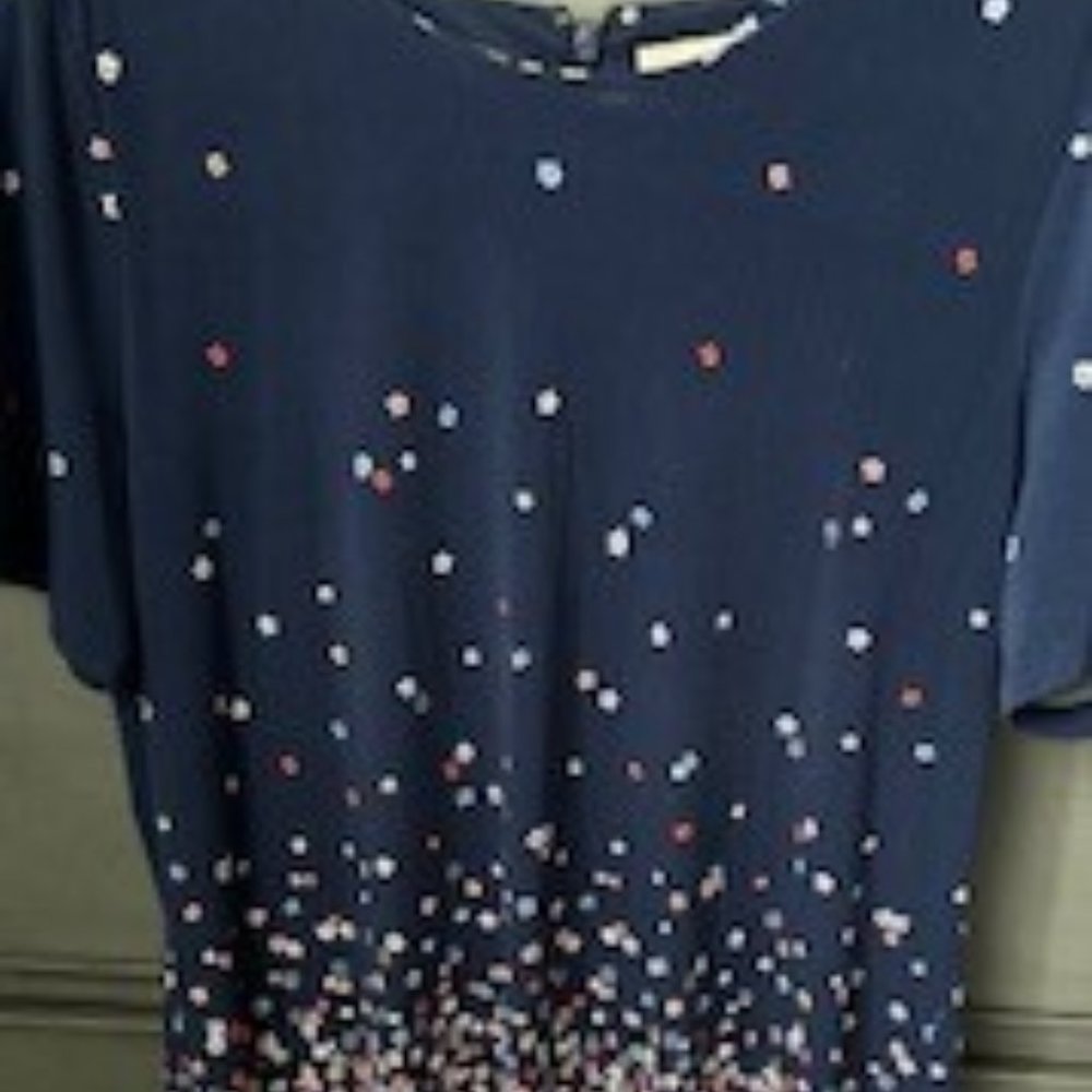 Michael Kors Dress, Short Sleeve, Navy with Coral, Floral, XL UEC